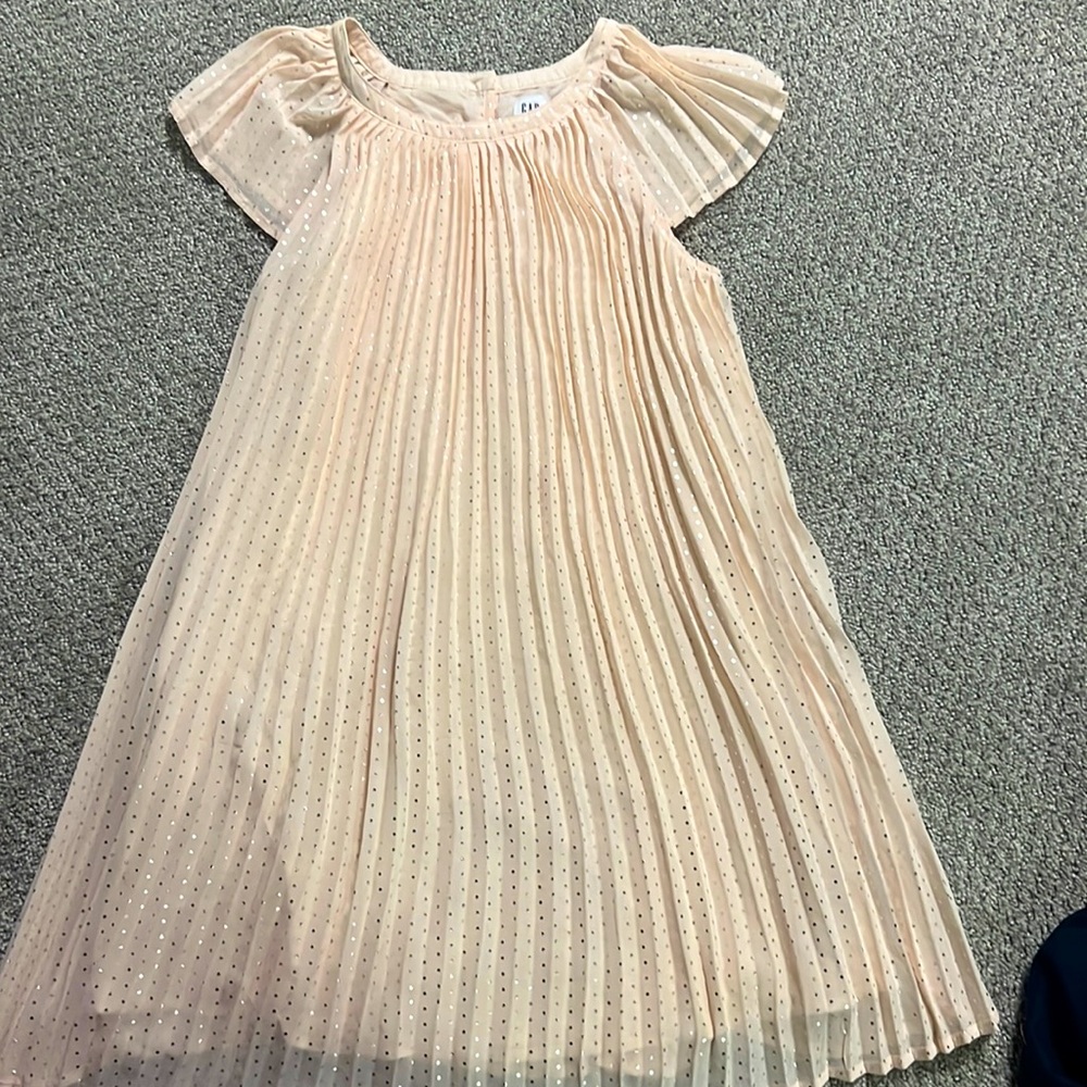 Gap Kids pink chiffon polka dotted dress size L